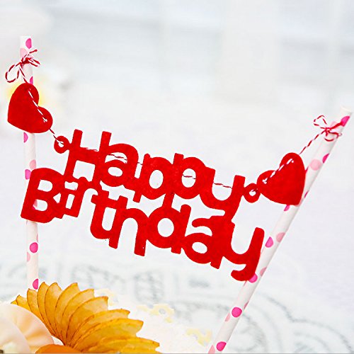 TRIXES rote ‚Happy Birthday‘ Kuchengirlande Kuchen Torten Dekoration - 5