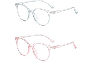 kurkip Blue Light Blocking Silica Glasses, Computer Glasses for Women Men Kids Teens Eye Protection, Unbreakable Frame Anti-Blue Ray Glasses With Case,Anti UV400 & Eyestr - 2Pcs