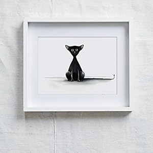 Fine Art Druck auf hochwertige Papier von Hahnemühle Tier Charakter Katze Blacky Kunstdruck für Kinderzimmer .