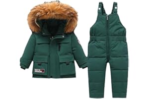 Acuryx Tuta da Neve 2 Pezzi da Neonato Capppotto con Cappuccio Saloppette Piumino Invernale da Bambini