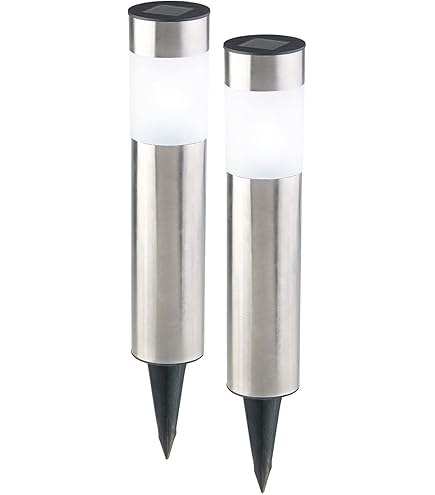 Lunartec 2er-Set Elegante Solar-LED-Wegeleuchten Aus Edelstahl, Mit Lichtsensor