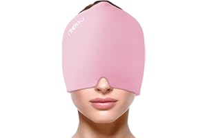 I THERAU iTHERAU Bonnet Migraine Relief Cap, Masque Migraine, Réutilisable Bonnet Anti Migraine Froid Les Sinus et Le Stress, Poche De Glace En Gel, Masque Anti Migraine, Bandeau Casque Migraines, Rose