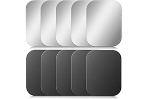 Bewudy 10 Stück Metallplättchen Selbstklebend Set, 40mm Metallplatte für Magnete Dünn Edelstahl Metallscheiben, Schwarz und Silber Metall Platte Kompatibel mit Magnet kfz Handyhalter (Rechteckig)