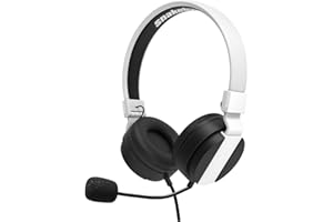 Snakebyte PS5 Headset 5 - schwarz/weiß - Playstation 5 Stereo Gaming Kopfhörer, 40mm-Audiotreiber, abnehmbaren Mikrofon, gepolsterte Kopfhörer, 3,5mm Klinke, kompatibel mit PS4, Xbox, Laptop