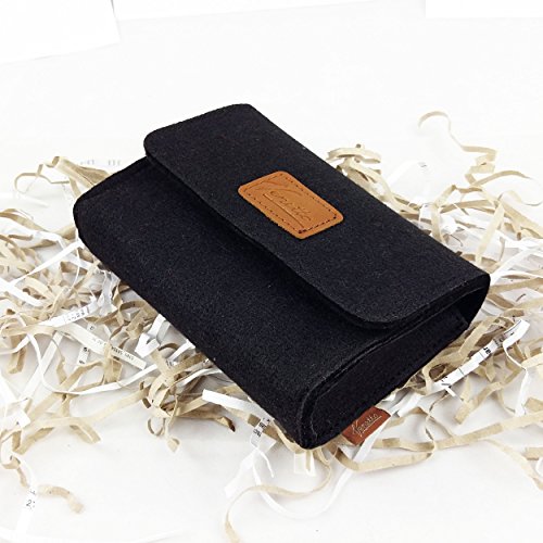 Täschchen Mini Hülle Tasche aus Filz für Zubehör und Accessoires (Netzteil, PC Maus, E-Zigarette, Kosmetik) Schwarz - 4