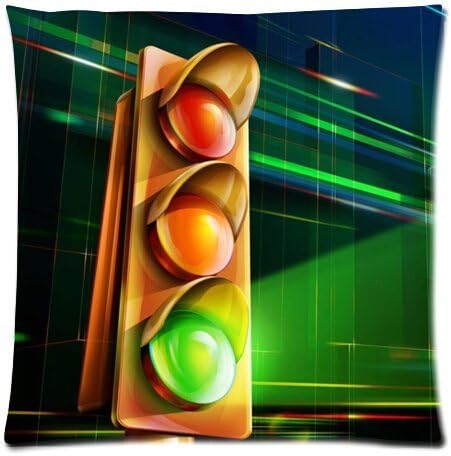 Funny Traffic Light / Traffic Signal Zippered Pillow Protector 18X18 inch (one side)