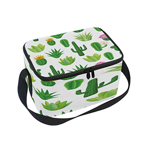 Use7 Green Cactus Plant Flower Insulated Lunch Bag Tote Bag