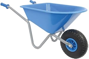 ‎MATRIX Matrix Kinderschubkarre hohe Qualität 40kg Schubkarre Kinder blau Garten Spielzeug Vollgummirad | Kinder ab 3 | belastbar bis 40kg | leicht, sicher & stabil | einteiliger Rahmen | 20l Mulde