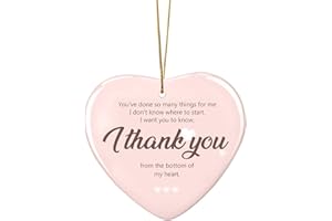 SHCHME SHCHEM Thank You Gift, Heart Shape Ceramic Thank You Gifts for Women Hanging Keepsake Ornaments Gift For Friend Family (Pink)