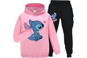 OAIXIUR Girls Outfit Blue Cat Printing Hoodie & Joggers Boys Sportswear Clothing Sets