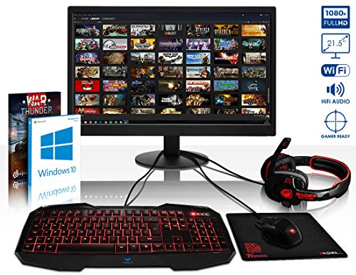 VIBOX Voxel GL750-224 Komplett-PC Paket Gaming PC – 4,5GHz Intel i7 Quad Core CPU, GTX 1050 GPU, Super, Wassergekühlter Desktop Gamer Computer mit Spielgutschein, 22″ HD Monitor, Gamer Tastatur & Mouse, Windows 10, Rot Innenbeleuchtung, lebenslange Garantie* (4,2GHz (4,5GHz Turbo) Superschneller Intel i7 7700K Kabylake Quad 4-Core Prozessor CPU, Nvidia GeForce GTX 1050 2GB Grafikkarte GPU, 8GB Crucial Ballistix 2400MHz RAM, 120GB SSD, 1TB HDD Festplatte, Alphacool Eisbaer Wasserkühler) - 2