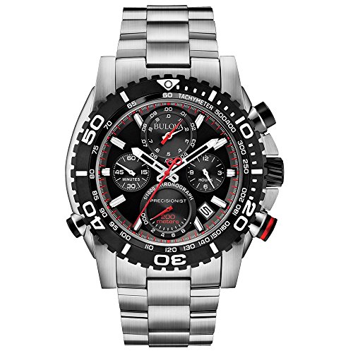 Bulova Precisionist Men's UHF Watch with Black Dial Analogue Display and Silver Stainless Steel Bracelet 98B212