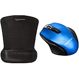 Amazon Basics - Mauspad mit Gel-Handballenauflage & Ergonomische kabellose Maus - DPI einstellbar - Blau