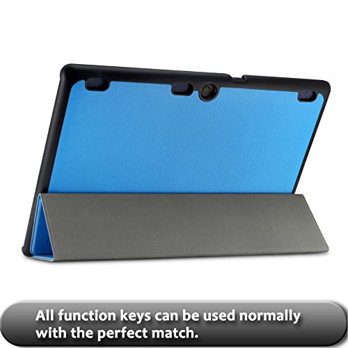 Infiland Lenovo Tab 2 A10-70 / Tab 2 A10-70L / Tab 2 A10-70F / Tab 2 A10-30F / Tab 2 A10-30L / Tab 3 10 Business/ Tab3 10 Plus Hülle Case, Ultra Dünn Tri-Fold Smart-Muschel PU Leder Schutzhülle für Lenovo Tab 2 A10-70 / Tab 2 A10-30 / Tab 3 10 Business/ Tab3 10 Plus 10,1 Zoll Tablet (mit Auto Schlaf / Wach Funktion)(Hellblau) - 7
