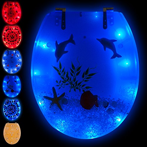 TecTake LED Toilettendeckel Toilettensitz WC Brille Sitz Klobrille -diverse Farben- (Delphine | Nr. 400862)