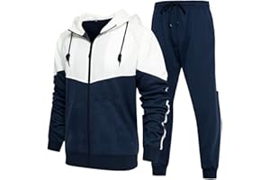 AOTORR Mens Tracksuit Set Full Zip Hooded Jacket Jogging Tops Bottoms Sweatshirt Suit with Pockets