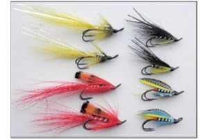 TROUTFLIES UK SALMON FLIES 8 Pack of Double Hook Salmon Flies, Choice of Sizes