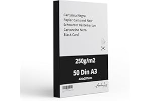 ANHELUS PAPER & DECO 50 Cartoncino Nero A3-250gr/m2 - Confezione di 50 cartoncini neri 420x297mm - Cartoncino di alta qualità satinato nero intenso - Artigianato - scrapbooking