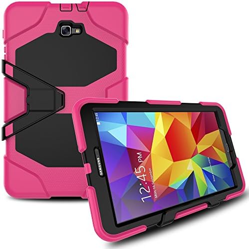 LKXING Armor Case For Galaxy Tab A 10.1,[Screen Protector][Heavy Duty][Shock Absorption] Drop Protection High Impact Resistant Cover For Samsung Galaxy Tab A 10.1(SM-T580/T585) (rose red)