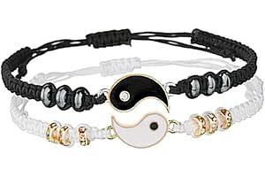 TONAUP 2 Pcs Bracelets à Cordon Ajustable Yin Yang Puzzle pour Couple, Famille, Soeurs, Meilleurs Amis