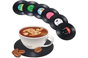 R&B SPORTS & LEISURE Six Drinks Coasters, Retro Record Vinyl Coasters Set Of 6, Drink Mats, Beer Mats, Coffee Mat, Wine, Gin, Table Placemats, Beer Coffee Table Mat, Kitchen Table, Outdoor Garden BBQ Cup Coaster