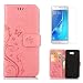 Produktbild Tasche für Samsung Galaxy A3 2017 A320 Hülle Leder und Display Schutz Folie ,OYIME Rosa Blumen und Schmetterling Muster Handyhülle zum Klappen Klappbar Magnet Kartenfach Vollschutz Klapphülle Etui Original Flip Case Full Book Cover Bumper Zubehör Set