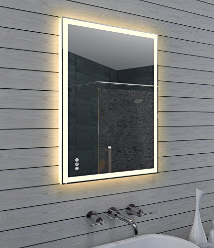 Design Badezimmerspiegel mit Dimmer, Warm und Kaltweiß und Touchschalter 80 x 60 cm - 4