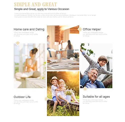 Silikon Kaffeetasse, Case Wonder 350ml (12.3Oz) Faltbarer Kaffeebecher, Coffee to go Becher, Zusammenlegbare Silikon Kaffeetasse, Isolierte Silikon-Kaffeetasse Faltbarer Tee-Schale / Spielraum-Becher, Idee für Büro, Haus und Geschenk (Armeegrün) - 6