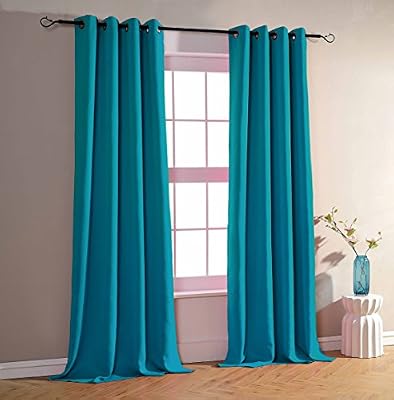 UNIVERS-DECOR Lot de 2 rideaux occultant et obscurcissant 140 x 260 cm (Lot de 2 rideaux occultant 140 x 260 cm, Turquoise)