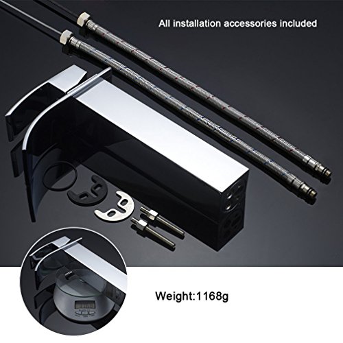 Auralum® Elegant verlängerte Hoch Einhebel Mischbatterie Wasserhahn Armatur Waschtischarmatur Wasserfall Einhandmischer für Bad Badezimmer Waschbecken - 4