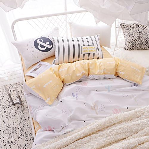 WYQLZ White Cactus Pattern 100% Cotton Quilt Cover Single Piece Student Dormitory Home Double Quilt Cover ( Size : 160*210cm )