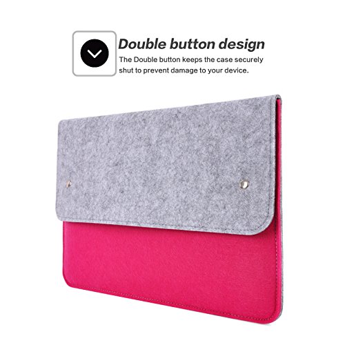YESSBON 13,3 Zoll Macbook Air/Pro Retina Schönem Filz Sleeve Filztasche Hülle Ultrabook Laptop Tasche Notebook-Taschen Speziell für 13,3 Apple Macbook Pro Retina und Macbook Air Zoll Entworfen ( Grau Rose Rot ) - 3