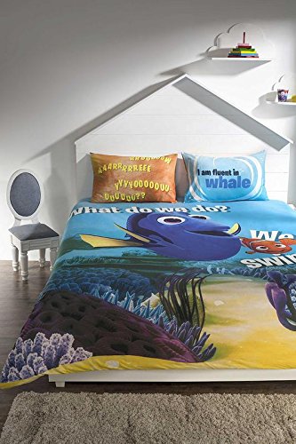 DDECOR - Finding Dory 150TC 100% Cotton Double Bedsheet with 2 Pillow Covers, Blue