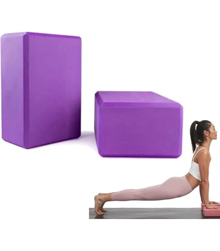 Lot De 2 Blocs De Yoga En Mousse EVA Haute Densité - 22,5 X 14,5 X 7,7 Cm - Violets, Antidérapants, Légers (130g)