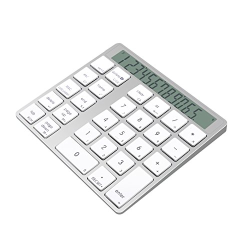 Cateck Teclado & Calculadora en Aluminio Bluetooth 2-en-1 de 28 Teclas para Mac y PC, con Pilas Recargables integradas de Litio