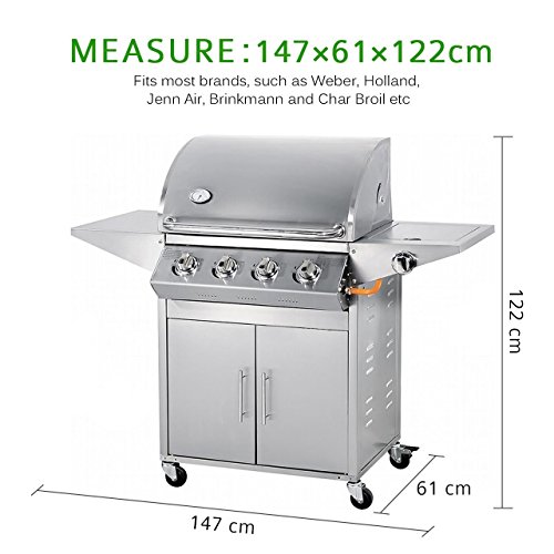 FOWLAN® BBQ Grillabdeckung Wasserdicht Gasgrill Schutzhülle Abdeckhaube Haube BBQ Grill Cover Grill Abdeckplane grill abdeckhauben BBQ Abdeckung gasgrill abdeckung Sschutzhuellen 145 x 61 x 117cm schwarz - 7