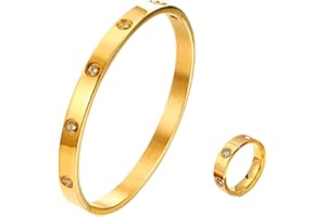 BKEPDY Schmuckset Gold Damen Armband Ringe Set Edelstahl Armbänder Zirkonia Armkette Vergoldete Knuckle Ring Midi Finger Ringe Verlobungsringe Eheringe Trauringe Schmuck Set für Frauen