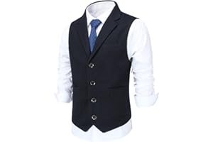 Allthemen Chaleco de hombre Solapa Tweed Traje de lana Chaleco Formal Regular Fit Chaleco de hombre Retro Boda de negocios