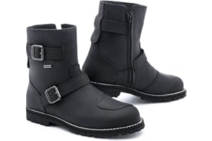 STYLMARTIN Botas de moto Legend MID de piel negra semi impermeable CE con suela Vibram y protección para el tobillo