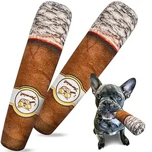 Doggy Cigar, Funny Dog Toys, Cool Plush Squeaky Dog Toys, Cute Birthday Gifts for Small, Medium, Large Dogs - 2 Pack