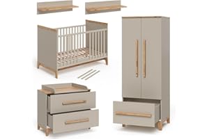 VitaliSpa Kinderzimmer-Set Malia, Babyzimmermöbel, Cashmere-Eiche, 5 Teile