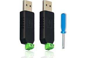 Greluma Pack of 2 USB to RS485 Converter Adapter CH340 Chip 64 Bit Suitable for Windows 7/8/Vista/MacOS/Linux