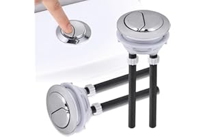 KYYGKY Toilet Push Button, 2 PCS 48mm Dual Flush Water Tank Push Buttons Chrome Dual Flush Cistern Valve Round Head Toilet Flushs Buttons Replacement for Bathroom Toilets Water Tank Repair, Silver