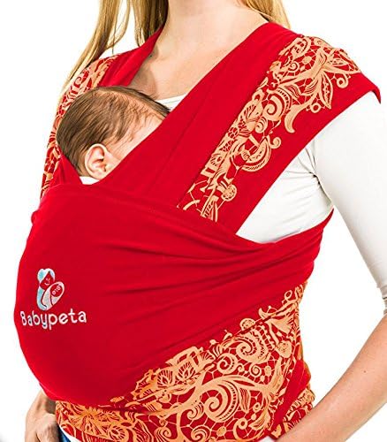 Spare Your Back &amp; Save 2 Hours daily w/ Babypeta No Hands Baby Wrap - Newborn Baby Carrier Perfect for On the Go Moms - Easy To Tie &amp; Helps Build Bond for Preemies,Newborns &amp; Infants Sling Red