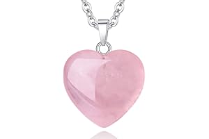 ‎XIANNVXI XIANNVXI Kristalle Rosenquarz Kette Liebe Herz Anhänger Rosenquarz Halskette Damen Silber Heilung Kristall Edelsteine Reiki Schmuck Valentinstagsgeschenk für Ihn Sie