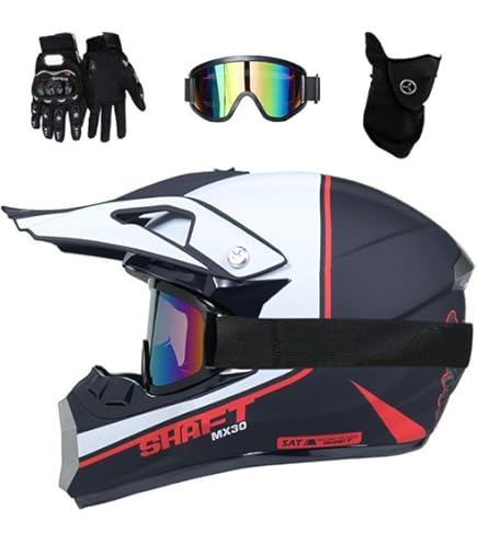 Casco Integrale MTB Motocross Con Occhiali E Guanti - Per Bambini E Ragazzi, Dotato Di Certificazioni - Foto 9