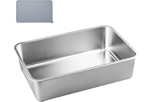 GRFELI Katzentoilette aus Edelstahl, Große Box für Katze und Kaninchen, nimmt Niemals Gerüche auf, leicht zu reinigen(50 * 35 * 15cm Stainless Steel 1)