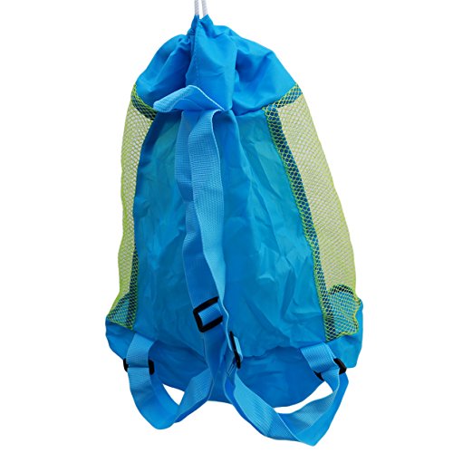 Lalang Bleu Sac en maille de plage Sac à dos en Filet Stockage Rangement Pour Jouet Sable Plage Piscine