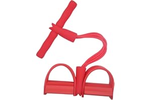 Lancoon, Vogatore elastico per addominali e allenamento di forza, con 4 corde tubolari elastiche e pedali, un attrezzo per fitness, stretching, dimagrimento, allenamento, yoga, 2 pezzi