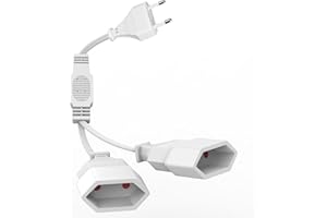 VIEVRE Przedłużacz płaski, 2 w 1, wtyczka euro, przedłużacz 50 cm, wtyczka europejska, przedłużacz 250 V, płaski 0,75 mm², maks. 6 A/250 V do telewizora, komputera, monitora